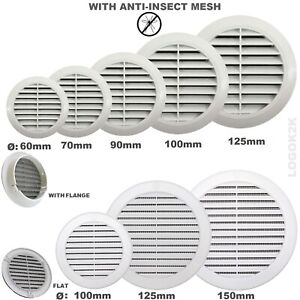 Circle Air Vent Grill Cover Round Flat Duct Ventilation Net Wall Ceiling White