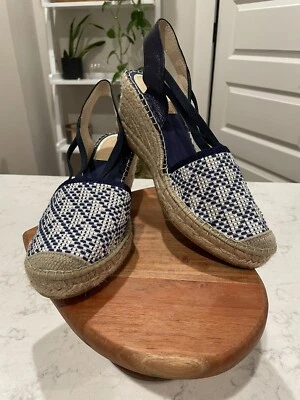 Antonio Melani - BlueAnd White Espadrille Wedge Sandal -  Size 40/US 9.5 - Image 1 of 4