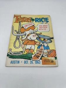 SELTEN VTG 1963 TEXAS LONGHORNS VS REISEULEN FOOTBALL-PROGRAMM UMSTRITTEN  - Bild 1 von 3