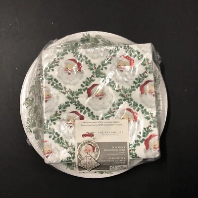 Granja Rachel Ashwell Navidad Papá Noel Desechable 24 Platos 40 Servilletas Nuevo Foto 1 de 4