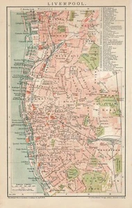 1899 ENGLAND LIVERPOOL CITY PLAN Antique Map dated - Picture 1 of 1