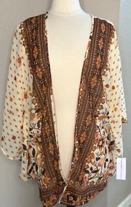 Live 4 Truth Lovely open wrap bellissima stampa arancione marrone e crema. Nuovo con etichetta - Foto 1 di 6
