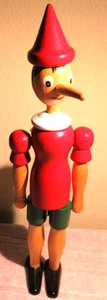 Figura de juguete de madera vintage de Pinocho Geppetto muñeca 10+ pulgadas - Imagen 1 de 9