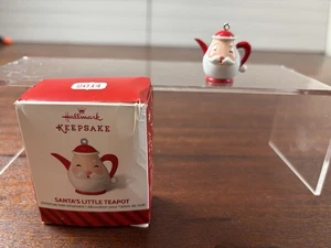 SANTAS KLEINE TEEKANNE Miniatur Punze Ornament 2014 Weihnachtsmann Gesicht auf Teekanne - Bild 1 von 6