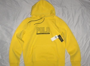POLO RALPH LAUREN Men's Tech Print Graphic Pullover Hoodie Sweatshirt YELLOW nwt - Picture 1 of 23