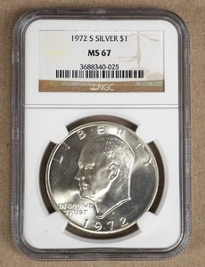 1972-S SILVER EISENHOWER DOLLAR NGC MS67 340025 - Picture 1 of 2