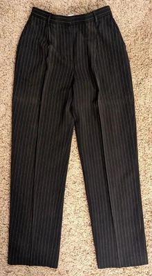 Jones New York womens size 4 pinstripe black slacks wide leg - Image 1 of 4