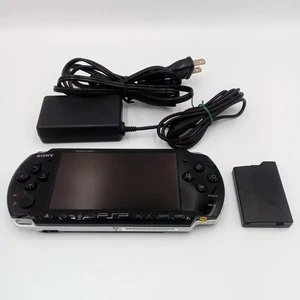 Sony PSP-3000 Black With Battery & Power Adapter Region Free Japanese Tested - Picture 1 of 21