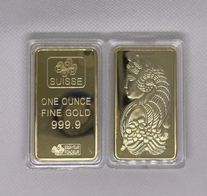 Credit Suisse 1 oz “PAMP” Gold Plated Bar Brand New Reproduction Free Shipping - Picture 1 of 4