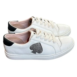 Kate Spade Ashlyn Sneakers Women’s 8 White Leather Lace Up Shoes Bling - Picture 1 of 11
