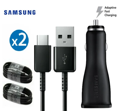 Samsung OEM Adaptive Fast Car Charger with 2xUSB to Type-C Cable – Fast Charging - Image 1 of 4