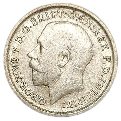 1912 Great Britain 3 Pence Threepence Silver Coin King George V KM 813 - Image 1 of 2
