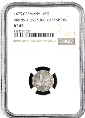 1679 German States Brunswick Luneburg Calenberg Wildman Mariengroschen NGC XF 45 - Image 1 of 3