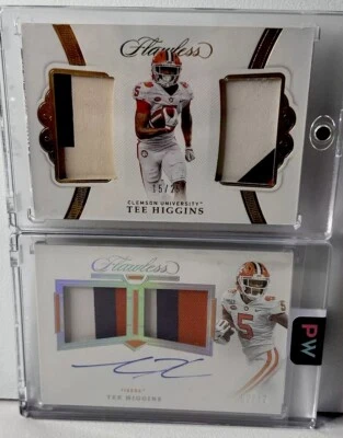 TEE Higgins Flawless RC’s - Rookie Pairing (2 cards) dual patches & auto /25 - Image 1 of 4