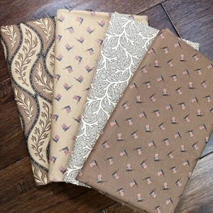 MODA 1862 Battle Hymn By Barbara Brackman -Reproduction Brown/Tan- 4 Yard Bundle - Picture 1 of 6
