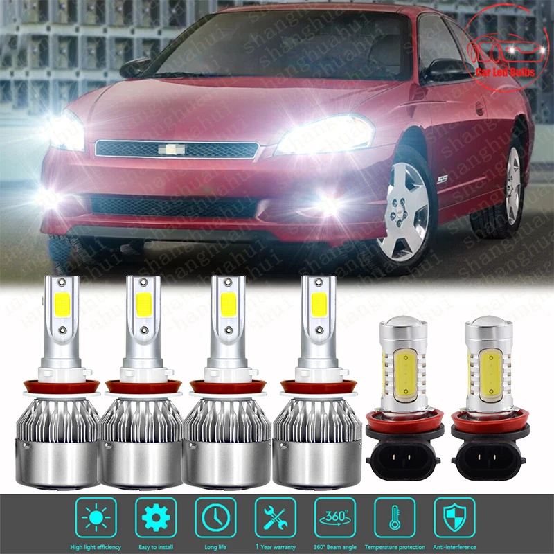 Combo de faros LED blancos + luces antiniebla para Chevy Monte Carlo 2006 2007 6X Foto 1 de 4