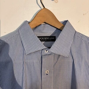 Nick Graham Men's Dress Shirt Blue Check long sleeve XL - Picture 1 of 7