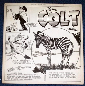 Periódico original años 1920/30 arte ilustrado por V Erwin de Davenport Iowa COLT - Imagen 1 de 7