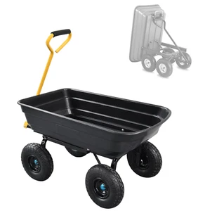 CARRELLO PER GIARDINO A VASCA RIBALTABILE CON 4 RUOTE PNEUMATICHE MAX 180 KG - Foto 1 di 6