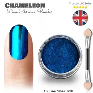 Chameleon Nail Powder Colours Shift Ultra Multi Duo Chrome Pigment Shiny Blue L  - Picture 1 of 3