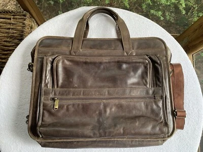 VTG Wilson’s Leather Laptop Messenger Bag Brown Genuine Leather Briefcase Brass - Image 1 of 4