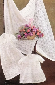 VESTIDO DE BAUTIZO 3 a 12 meses y chal - 3 capas - COPIA BEBÉ PATRÓN TEJIDO - Imagen 1 de 1