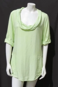 $ 80 SOFT ENVIRONMENT grün Viskose Twill Wasserfallausschnitt Shirt Tunika Top Größe S M gebraucht, in einwandfreiem Zustand - Bild 1 von 5