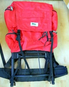 Vintage REI External Frame Backpack Hiking Camping Outdoors Red Trekker - Picture 1 of 9