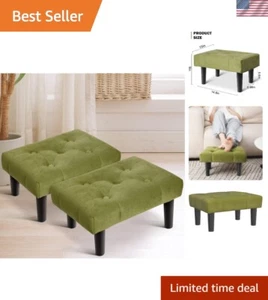 Compact Velvet Footstool Ottoman Set with Hidden Storage - Perfect for Any Space - Picture 1 of 11