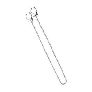 Faux piercing téton Menottes avec chaine - Photo 1/2