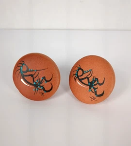 2 Kokopelli Schubladenknauf Terrakotta Ton Southwestern handbemalt - Bild 1 von 6