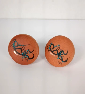 2 perillas de cajón Kokopelli arcilla terracota suroeste pintadas a mano Foto 1 de 4