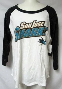 San Jose Sharks Women's Size X-Large T-Shirt w Sequined Sleeves A1 3382 - Picture 1 of 4