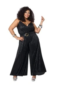 Let's Dance Disco Jumpsuit - Black - Costume - Women - Plus - 2 Sizes - Picture 1 of 4