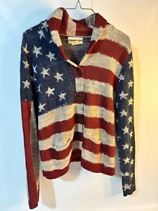 Denim & Supply Ralph Lauren American Flag Cardigan Women Large Cotton Rare - Picture 1 of 9