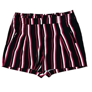 Torrid Shorts Black Red Plus Size Slimming Striped Dress Wear Polyester 14 - Picture 1 of 12