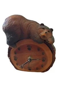 Vintage Wooden Wildlife Clock 1995 Montana Wax Works Bigfork, MT USA Works! Bear - Picture 1 of 8