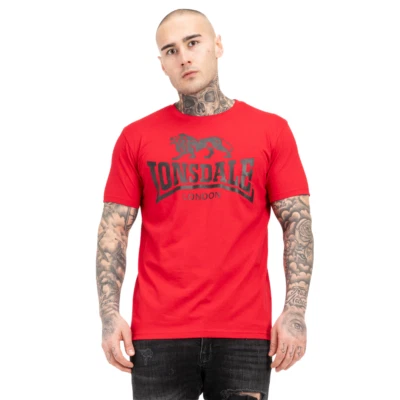 Lonsdale London Men's T-Shirt Logo T Regular Fit In Red Black - Image 1 of 4