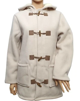 JULIPA Ladies Cream Duffle Fleece Coat Soft Warm Toggle Fasten Hood Jacket UK 10 - Image 1 of 4