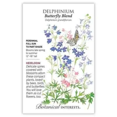 Botanical Interests Delphinium Butterfly Blend Perennial Flower Seeds Part Shade - Image 1 of 4