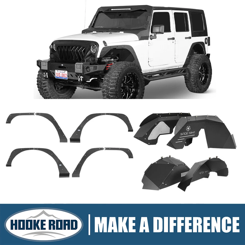 Guardabarros de carretera Hooke elimina acampanados forros interiores para Jeep Wrangler JK 2007-2018 Foto 1 de 1