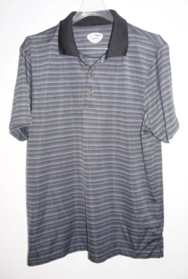 Рубашка поло Grand Slam черная синяя в полоску Quick Dri мужская размер L приталенная - Изображение 1 из 4