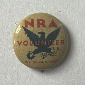 Botón/pin de pinback voluntario de la Ley Nacional de Recuperación (NRA) de 1930 - Imagen 1 de 2