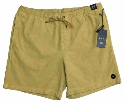 Pantalones Cortos Para Hombre RVCA Elásticos Escape Cord XXL 2XL Amarillo Pana NUEVOS 17" Elastizados Foto 1 de 4