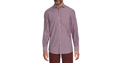 NUEVO CON ETIQUETAS $880 Camisa Brunello Cucinelli Para Hombres Mediana (M) "Slim Fit" Rayas Abotonada Foto 1 de 4