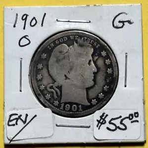 1901 O Barber Quarter Silver 25c Coin G to VG - Picture 1 of 2