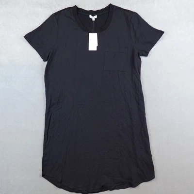 NUEVO CON ETIQUETAS Espléndido Vestido Camiseta Mujer Negro Cuello Redondo Manga Corta Midi Talla Mediana Foto 1 de 4