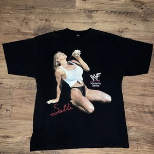 T-shirt nera vintage WWF 1998 zibellino sexy conchiglia taglia XL - Foto 1 di 8