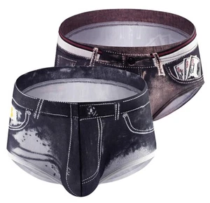 Men Stretch Bikini Underwear Pouch Denim Briefs 3 Pack Lightweight Bulge Brie... - Picture 1 of 7