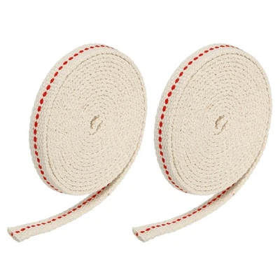 Algodón Aceite Lámpara Mecha 9mm Ancho 2 Metros Largo con Roja Puntada, 2 Rollos - Imagen 1 de 4